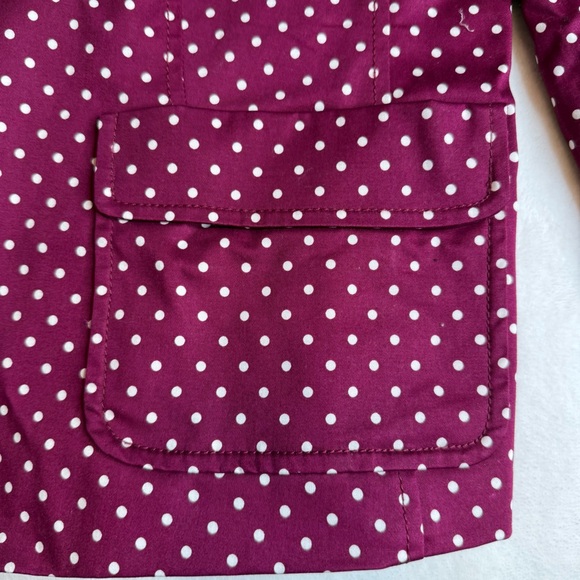 Talbots Maroon White Polka Dot Lined Trench-Style Jacket Blazer Size 12 - Picture 4 of 9